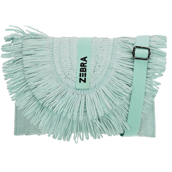 Aloha Umhängetasche 28x19cm mit Fransen Minze – Basttasche 2026 - leder-accessoires.com