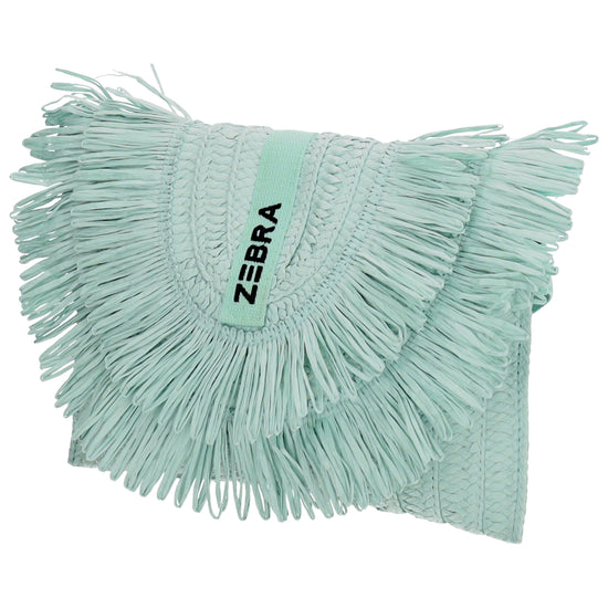 Aloha Umhängetasche 28x19cm mit Fransen Minze – Basttasche 2026 - leder-accessoires.com