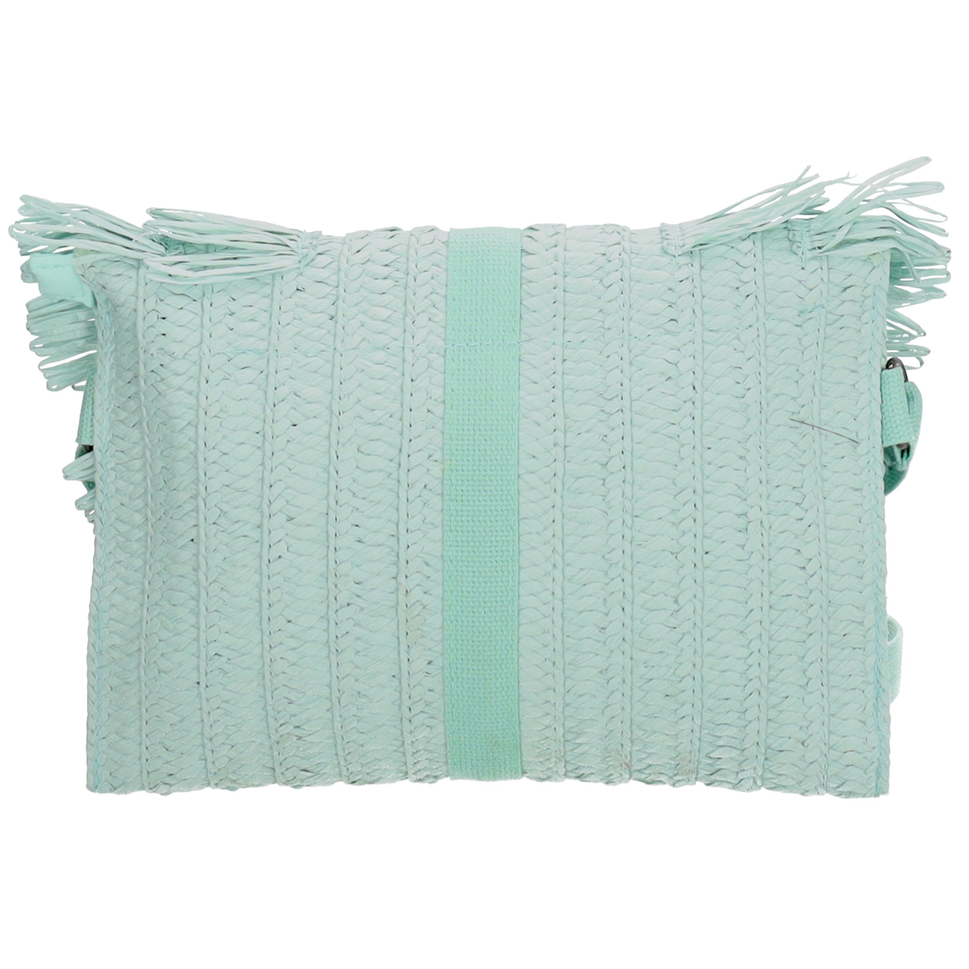 Aloha Umhängetasche 28x19cm mit Fransen Minze – Basttasche 2026 - leder-accessoires.com