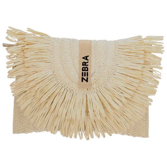 Aloha Umhängetasche 29x23 mit Fransen Creme – Basttasche Sommer 2026 - leder-accessoires.com