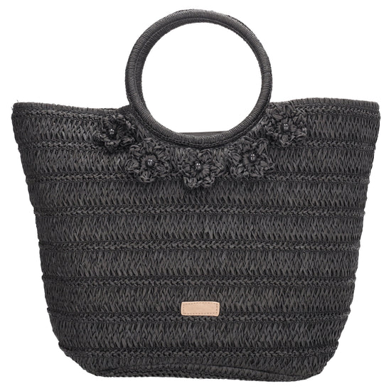 Shopper in Schwarz 31x49x18cm Stroh- Optik - leder-accessoires.com