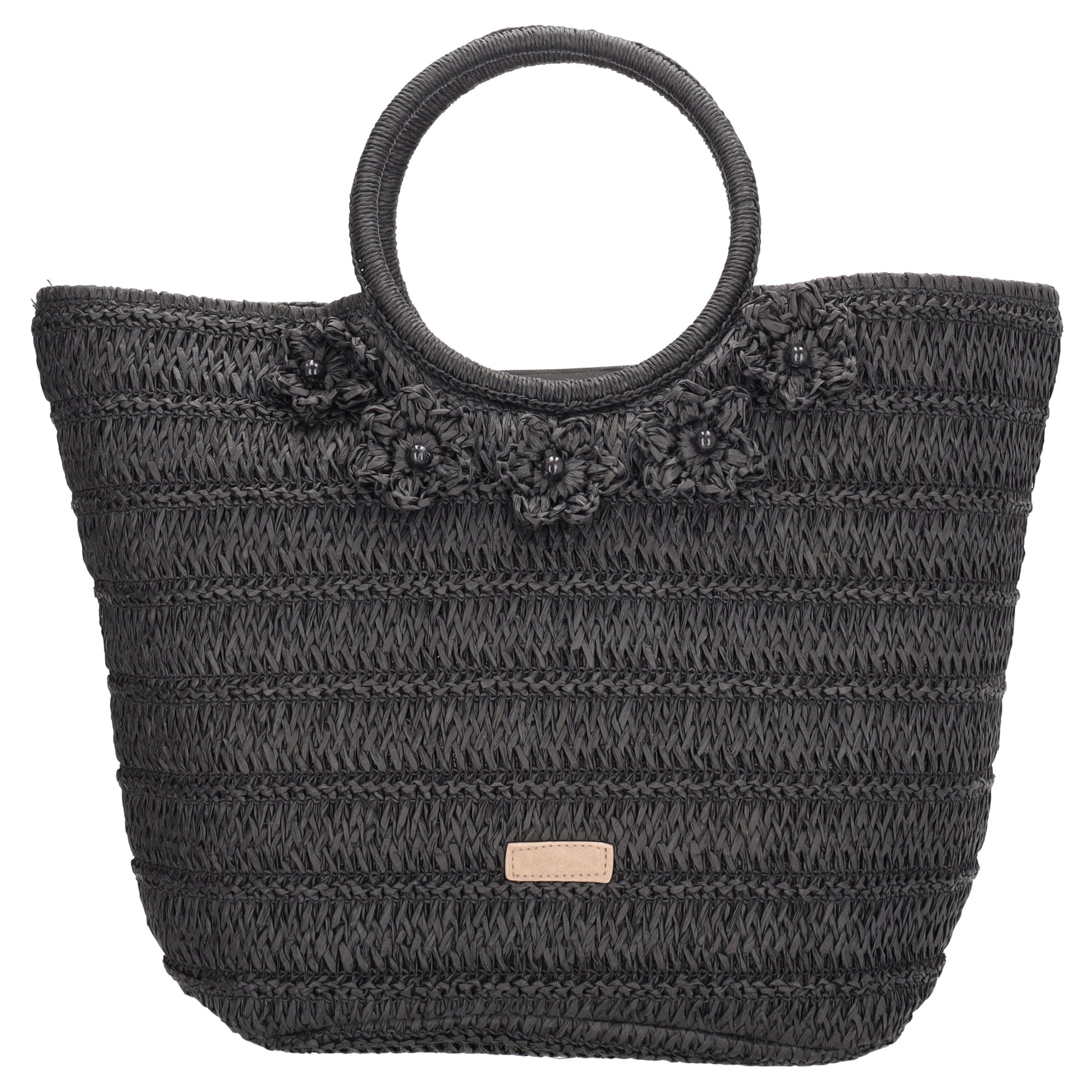 Shopper in Schwarz 31x49x18cm Stroh- Optik - leder-accessoires.com