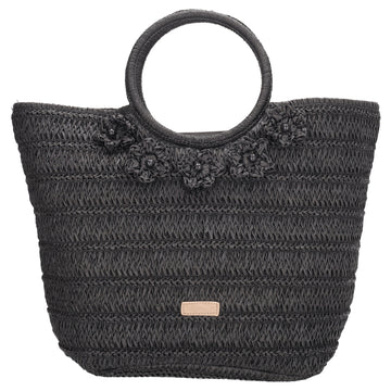 Shopper in Schwarz 31x49x18cm Stroh- Optik - leder-accessoires.com