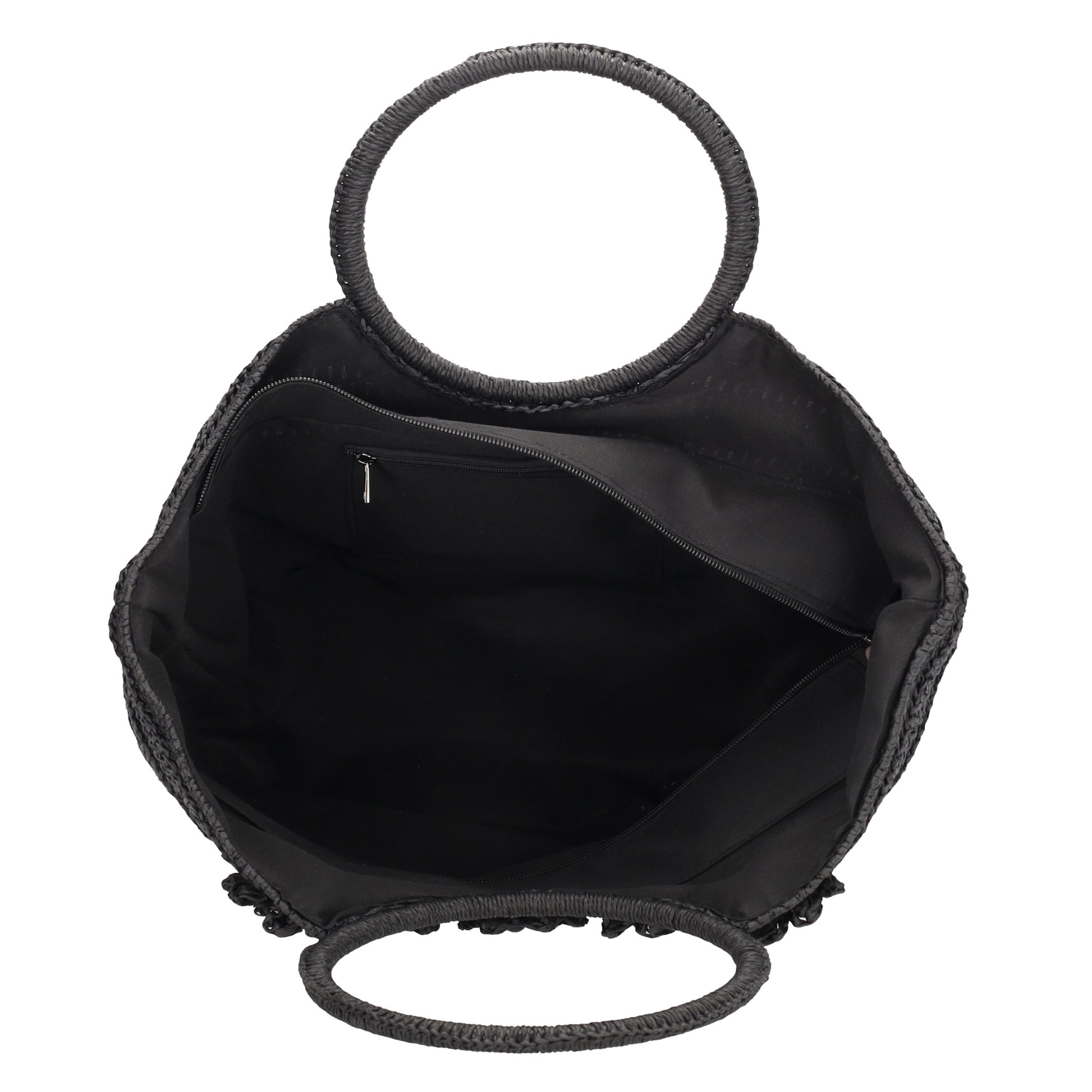 Shopper in Schwarz 31x49x18cm Stroh- Optik - leder-accessoires.com