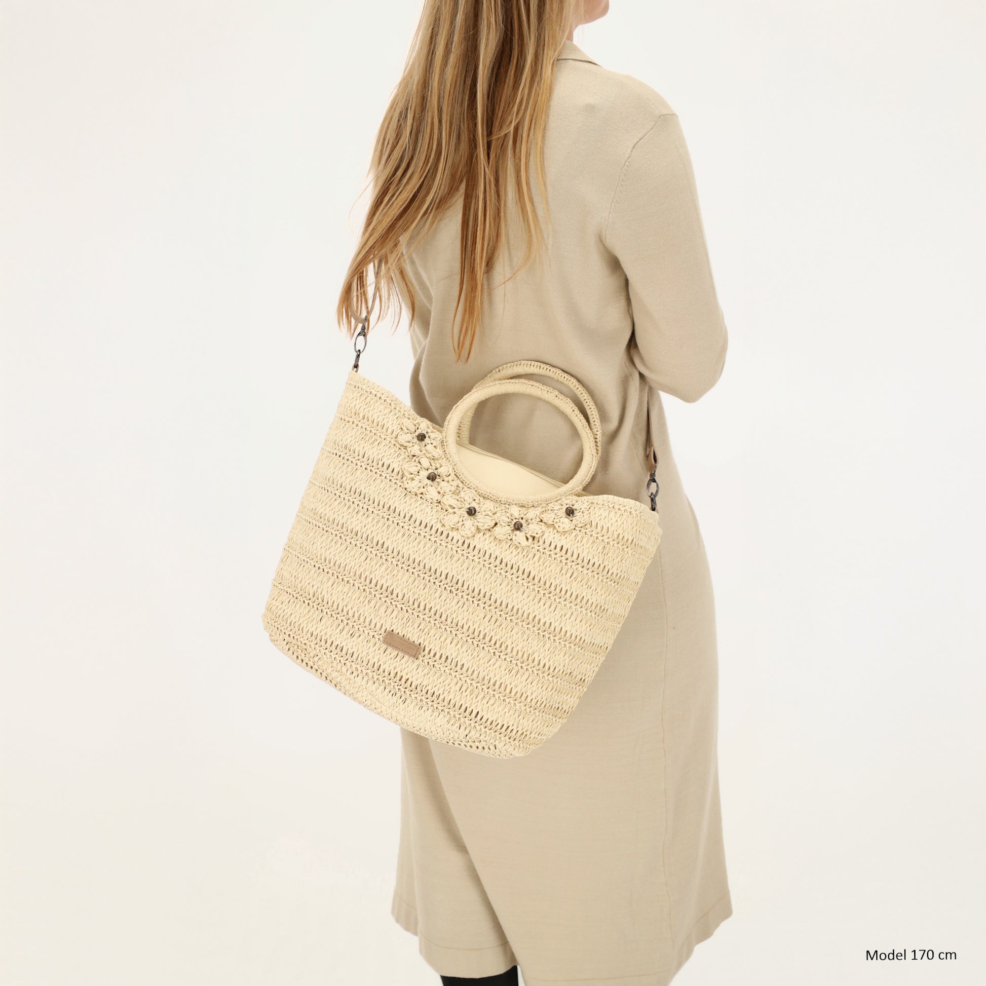 Shopper in Natur 31x49x18cm Stroh- Optik - leder-accessoires.com
