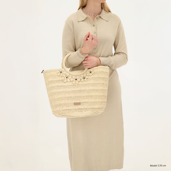 Shopper in Natur 31x49x18cm Stroh- Optik - leder-accessoires.com