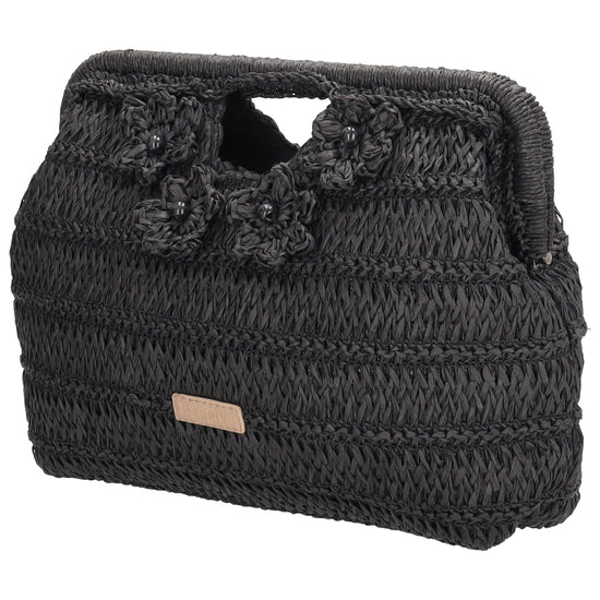 Umhängetasche in Schwarz 28x29cm Stroh- Optik - leder-accessoires.com