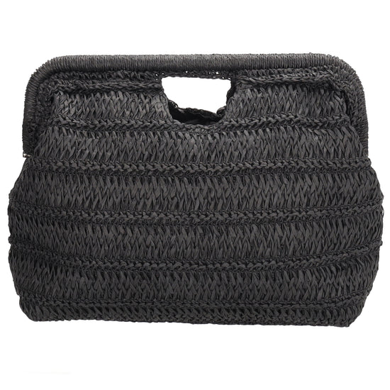 Umhängetasche in Schwarz 28x29cm Stroh- Optik - leder-accessoires.com