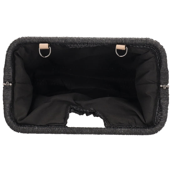 Umhängetasche in Schwarz 28x29cm Stroh- Optik - leder-accessoires.com