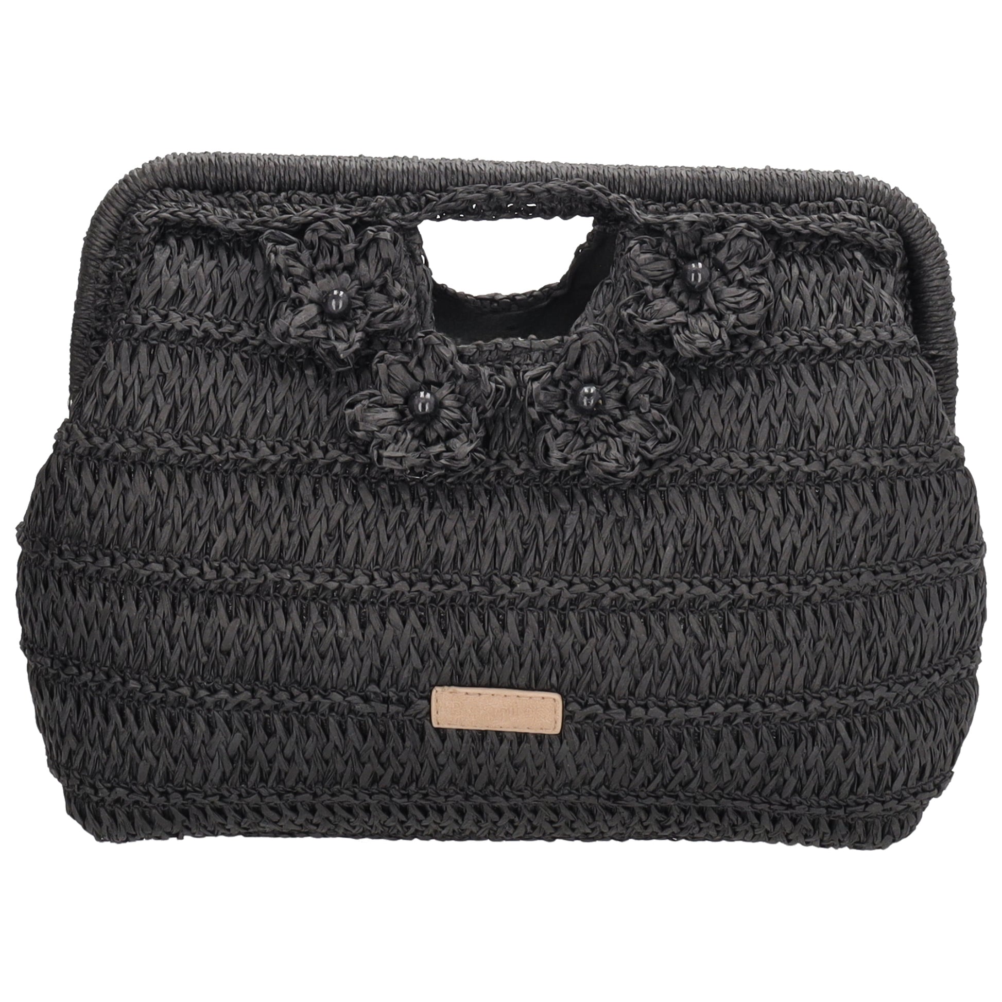 Umhängetasche in Schwarz 28x29cm Stroh- Optik - leder-accessoires.com