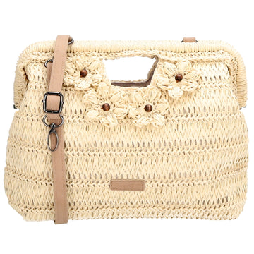 Umhängetasche in Natur 28x29cm Stroh- Optik - leder-accessoires.com