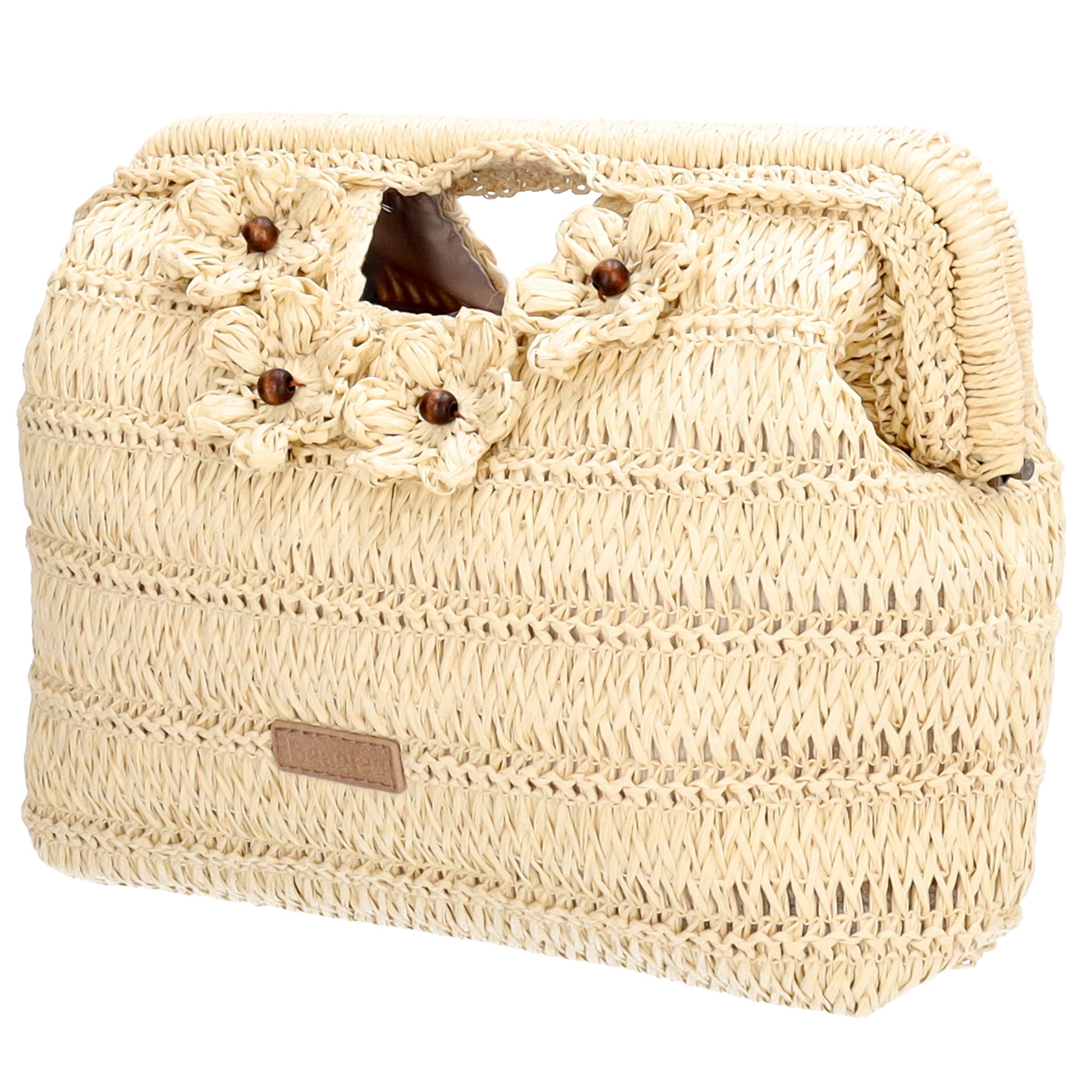 Umhängetasche in Natur 28x29cm Stroh- Optik - leder-accessoires.com