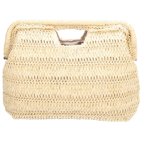 Umhängetasche in Natur 28x29cm Stroh- Optik - leder-accessoires.com