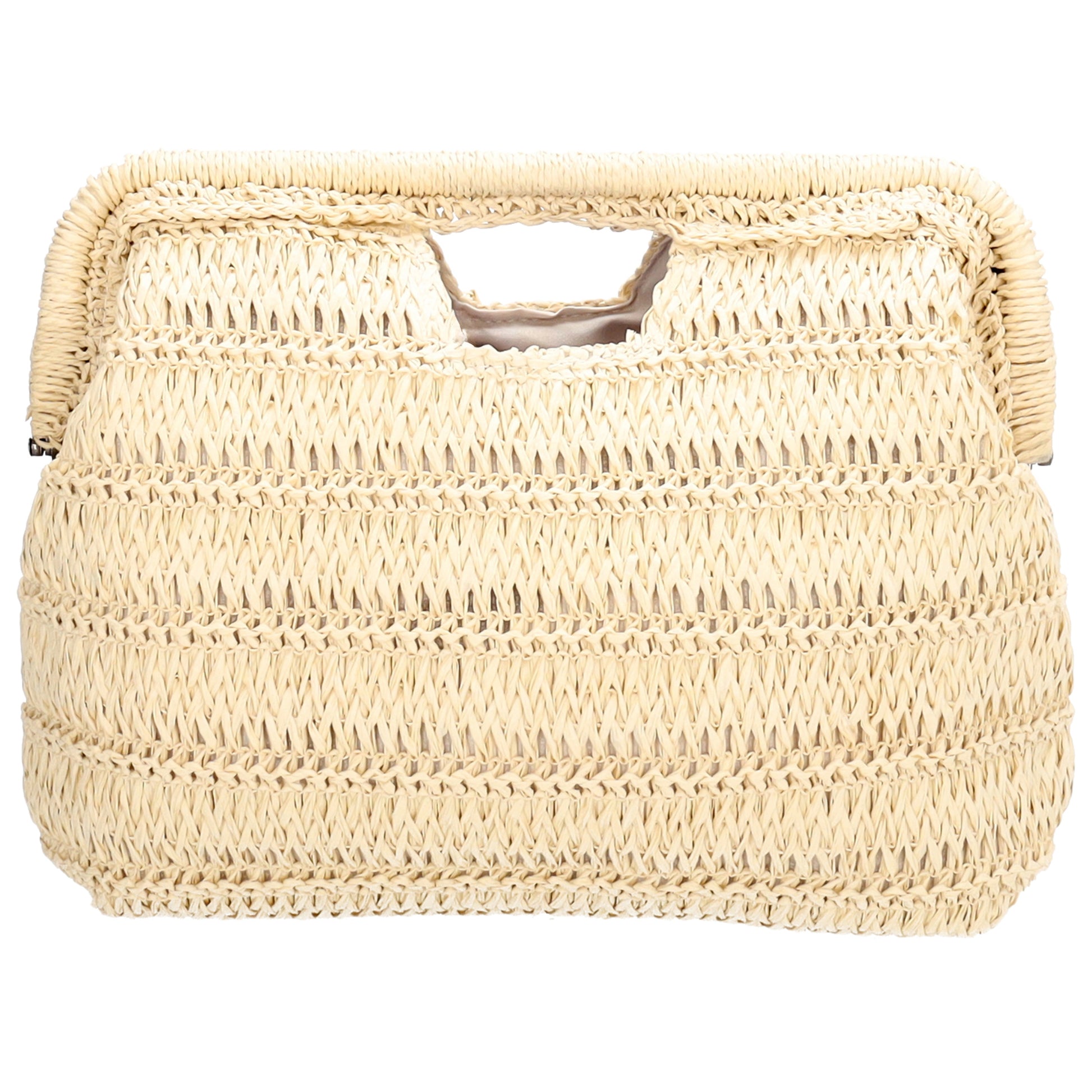 Umhängetasche in Natur 28x29cm Stroh- Optik - leder-accessoires.com