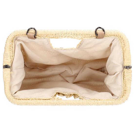 Umhängetasche in Natur 28x29cm Stroh- Optik - leder-accessoires.com