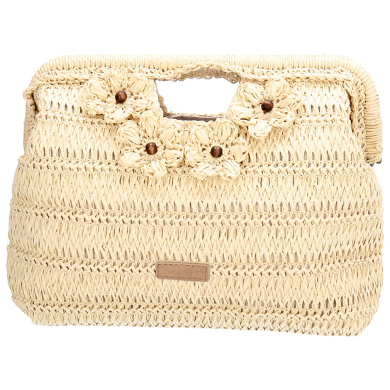 Umhängetasche in Natur 28x29cm Stroh- Optik - leder-accessoires.com