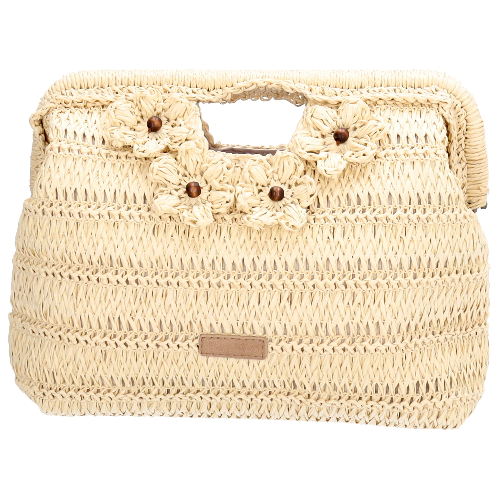 Umhängetasche in Natur 28x29cm Stroh- Optik - leder-accessoires.com