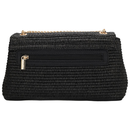 Elegante Strohtasche 26x16,5cm Schwarz – Crossbody & Schultertragbar - leder-accessoires.com