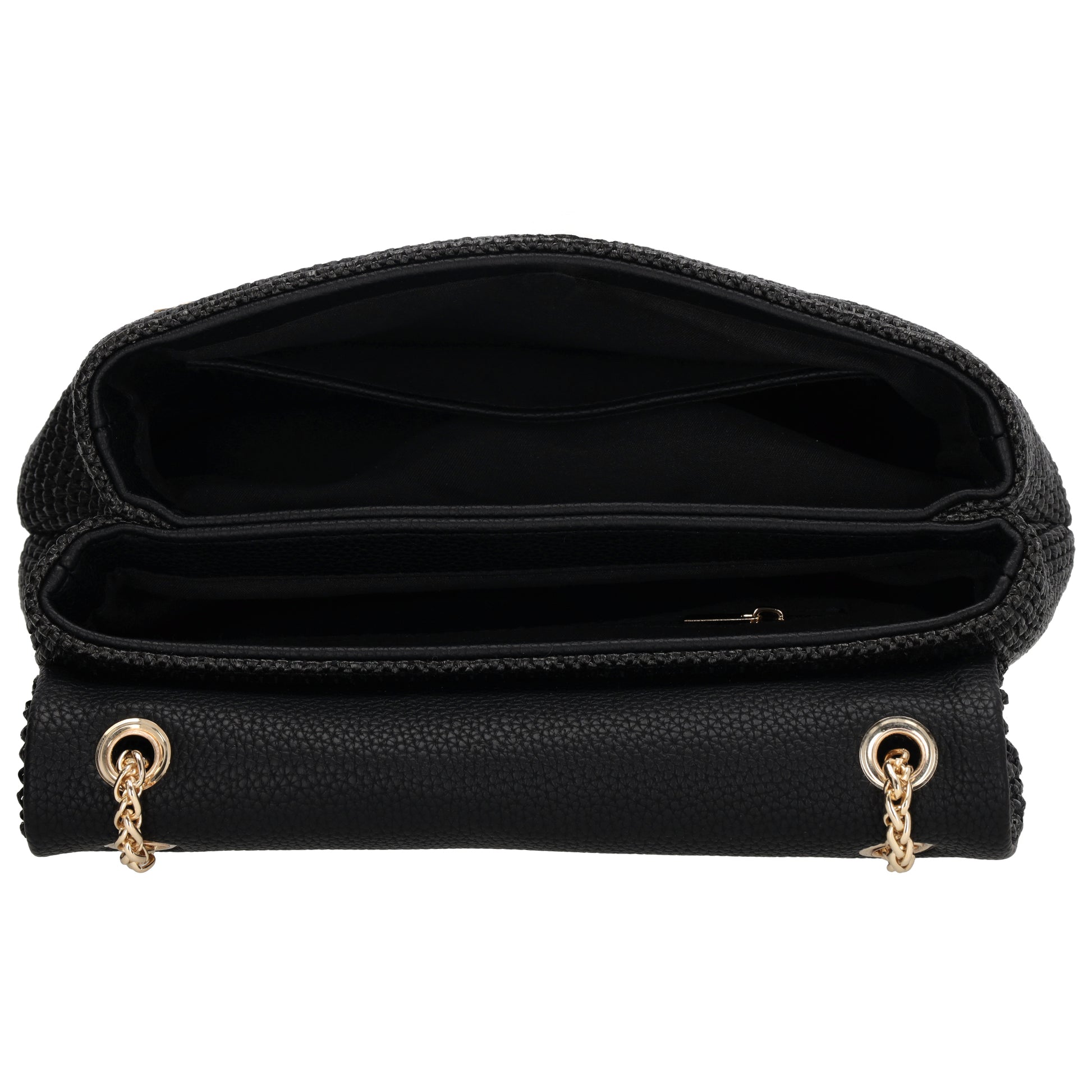 Elegante Strohtasche 26x16,5cm Schwarz – Crossbody & Schultertragbar - leder-accessoires.com