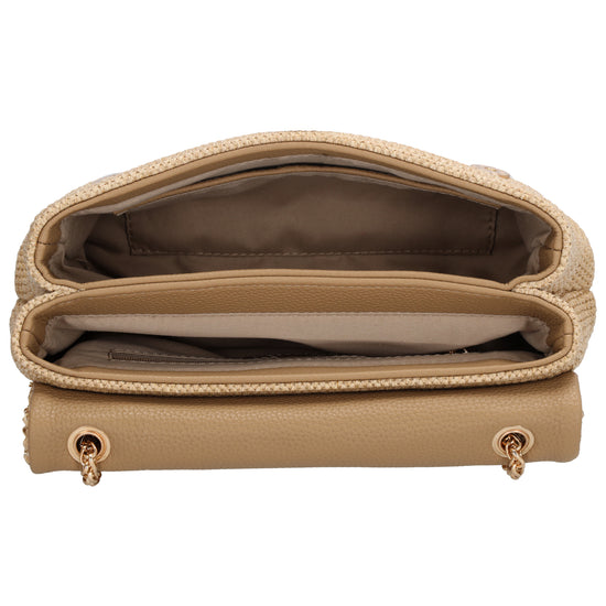 Sommer Tasche 26x16,5cm Damen Beige – Goldkette & praktische Fächer - leder-accessoires.com
