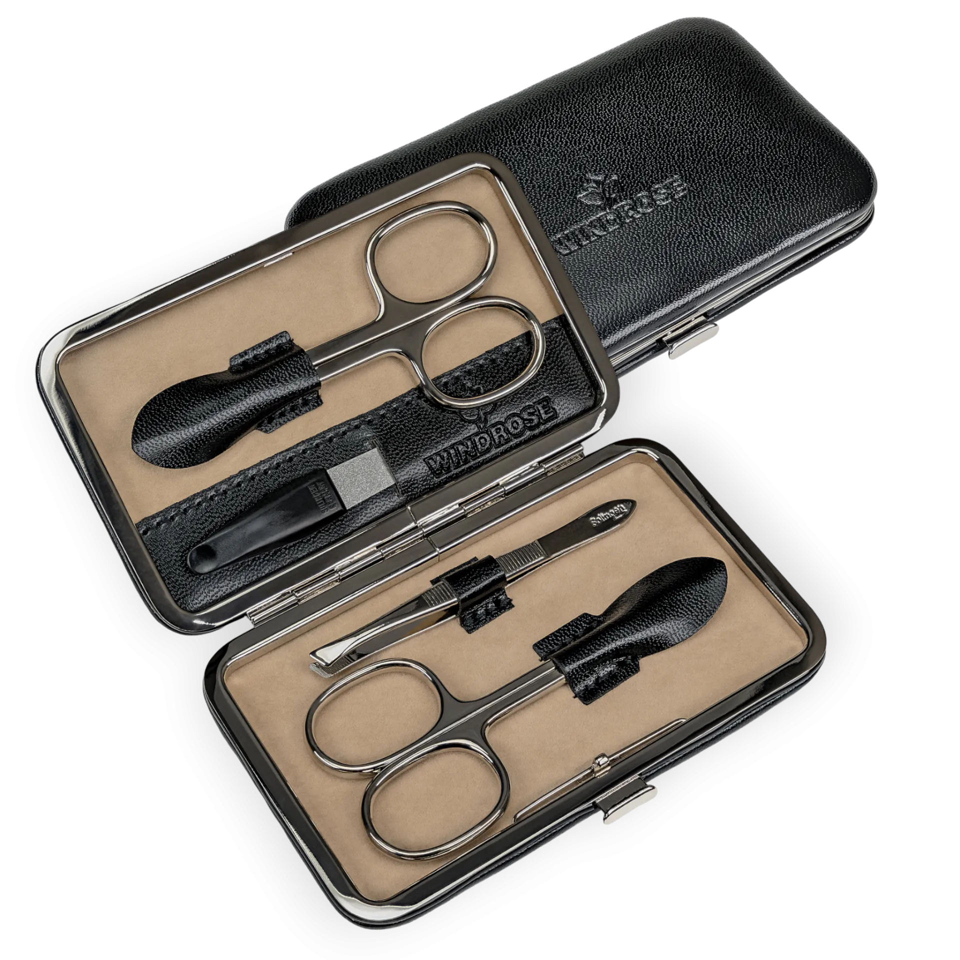 Manikür Etui 4-teilig in Schwarz - leder-accessoires.com