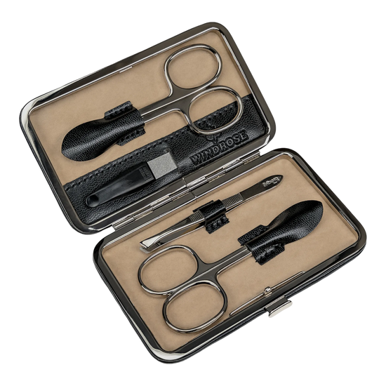 Manikür Etui 4-teilig in Schwarz - leder-accessoires.com