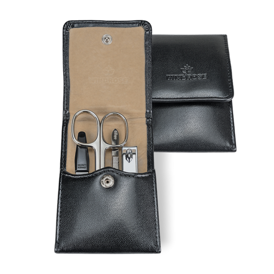 Manikür-Set 4-teilig in Schwarz - leder-accessoires.com