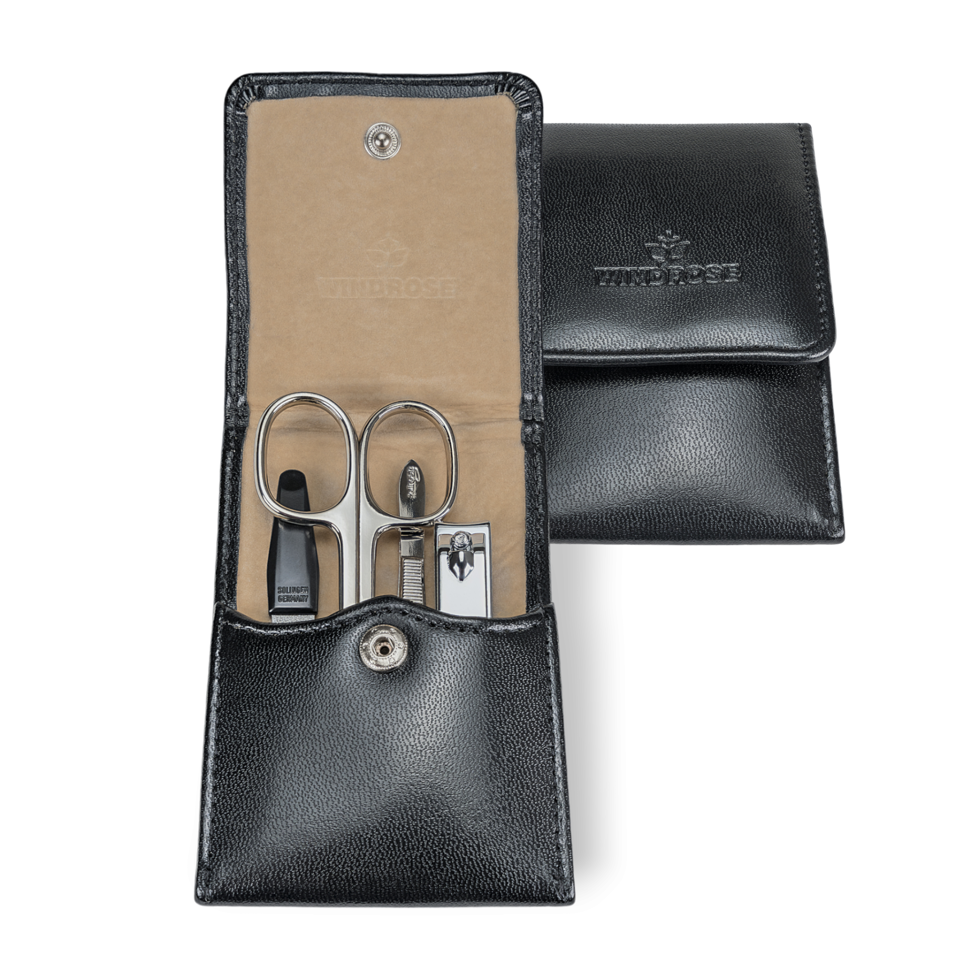 Manikür-Set 4-teilig in Schwarz - leder-accessoires.com