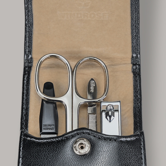 Manikür-Set 4-teilig in Schwarz - leder-accessoires.com