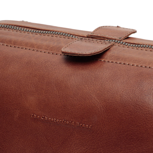 Kulturtasche | Mausefalle 28x14x16cm in Cognac aus Leder - leder-accessoires.com