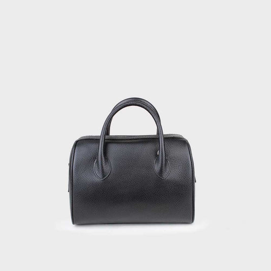 Ledertasche Bowlingform 25x17x15cm in Schwarz - leder-accessoires.com