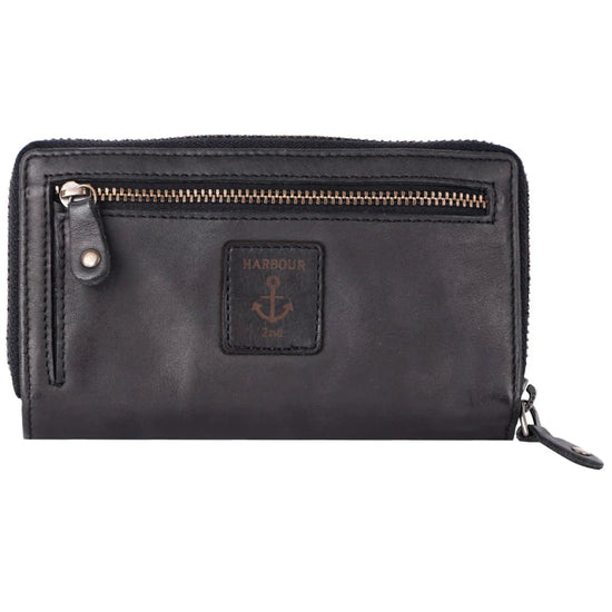 Geldbörse 16x9cm in Schwarz mit Reißverschluss und Lasche - leder-accessoires.com