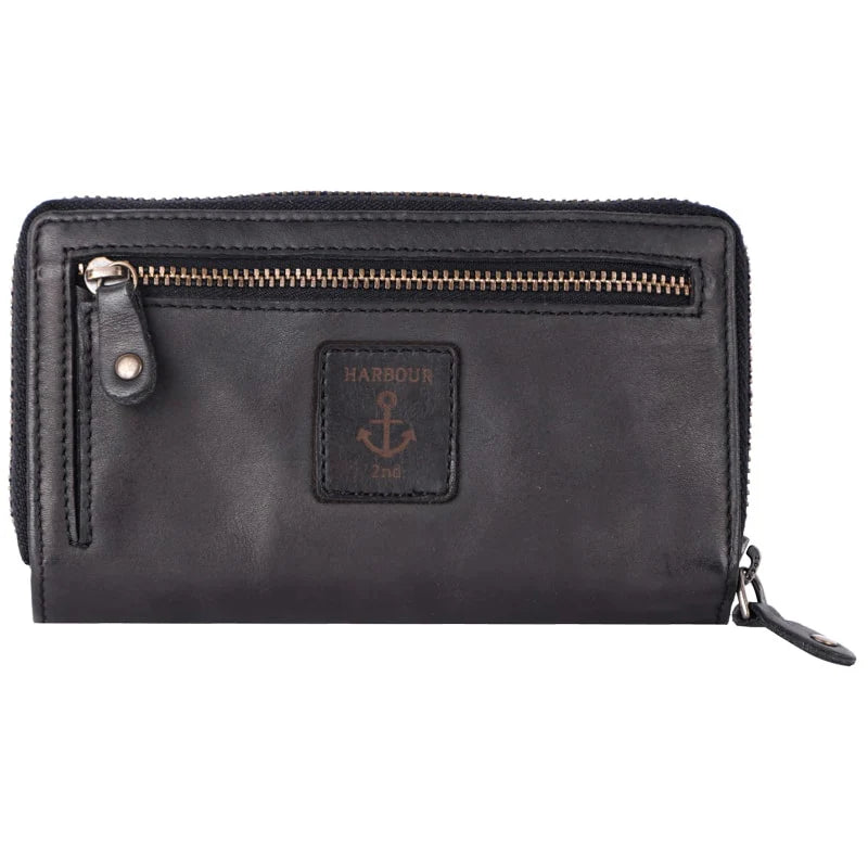 Geldbörse 16x9cm in Schwarz mit Reißverschluss und Lasche - leder-accessoires.com