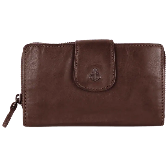 Geldbörse 16x9cm in Braun mit Reißverschluss und Lasche - leder-accessoires.com