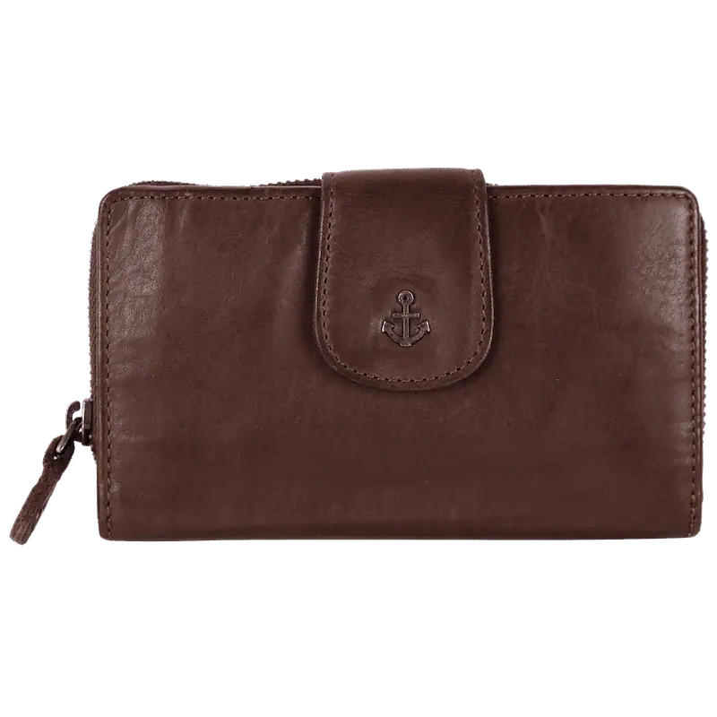 Geldbörse 16x9cm in Braun mit Reißverschluss und Lasche - leder-accessoires.com