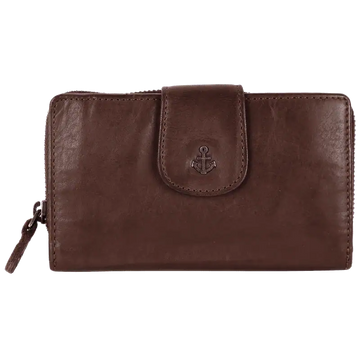 Geldbörse 16x9cm in Braun mit Reißverschluss und Lasche - leder-accessoires.com