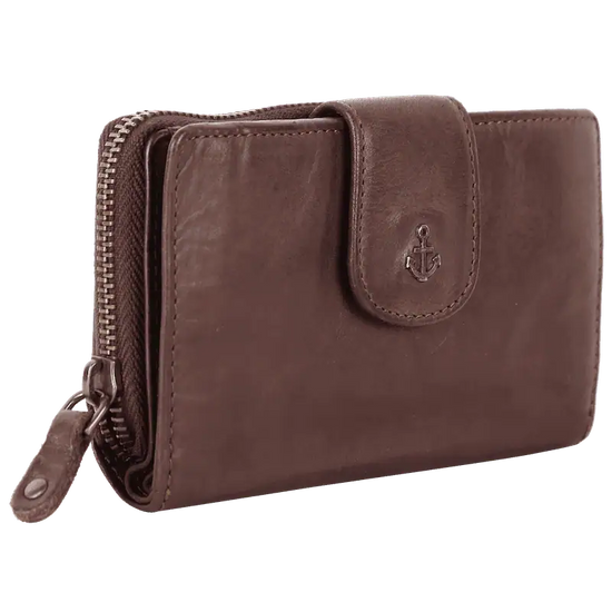 Geldbörse 16x9cm in Braun mit Reißverschluss und Lasche - leder-accessoires.com