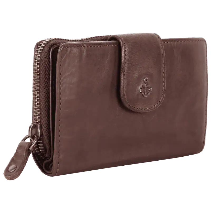 Geldbörse 16x9cm in Braun mit Reißverschluss und Lasche - leder-accessoires.com