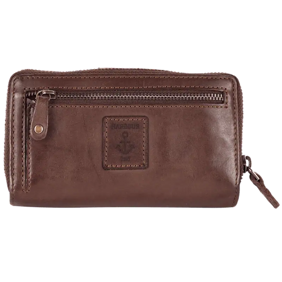 Geldbörse 16x9cm in Braun mit Reißverschluss und Lasche - leder-accessoires.com