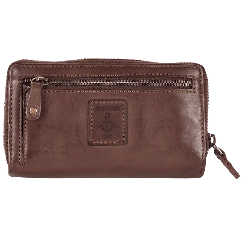 Geldbörse 16x9cm in Braun mit Reißverschluss und Lasche - leder-accessoires.com
