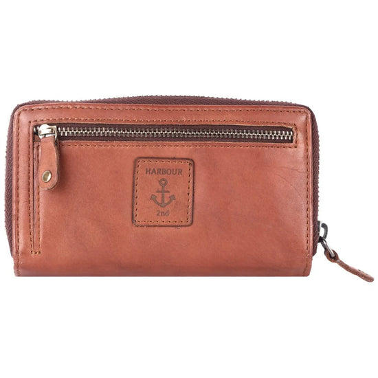 Geldbörse 16x9cm in Cognac mit Reißverschluss und Lasche - leder-accessoires.com