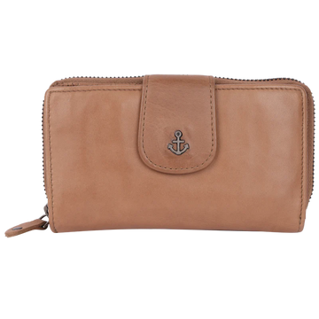 Geldbörse 16x9cm in Natur mit Reißverschluss und Lasche - leder-accessoires.com
