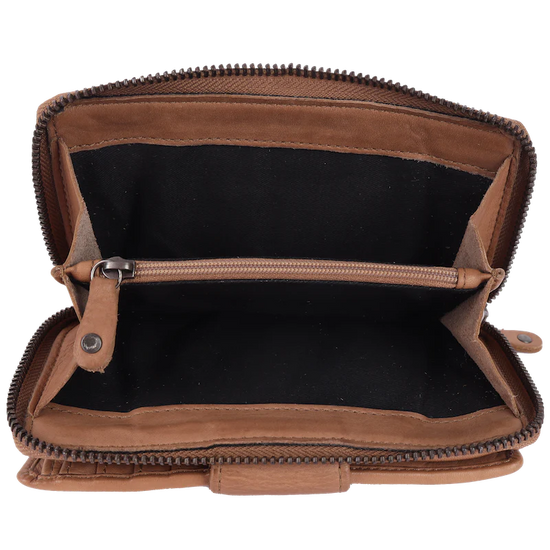 Geldbörse 16x9cm in Natur mit Reißverschluss und Lasche - leder-accessoires.com