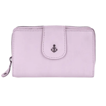 Geldbörse 16x9cm in Flieder mit Reißverschluss und Lasche - leder-accessoires.com
