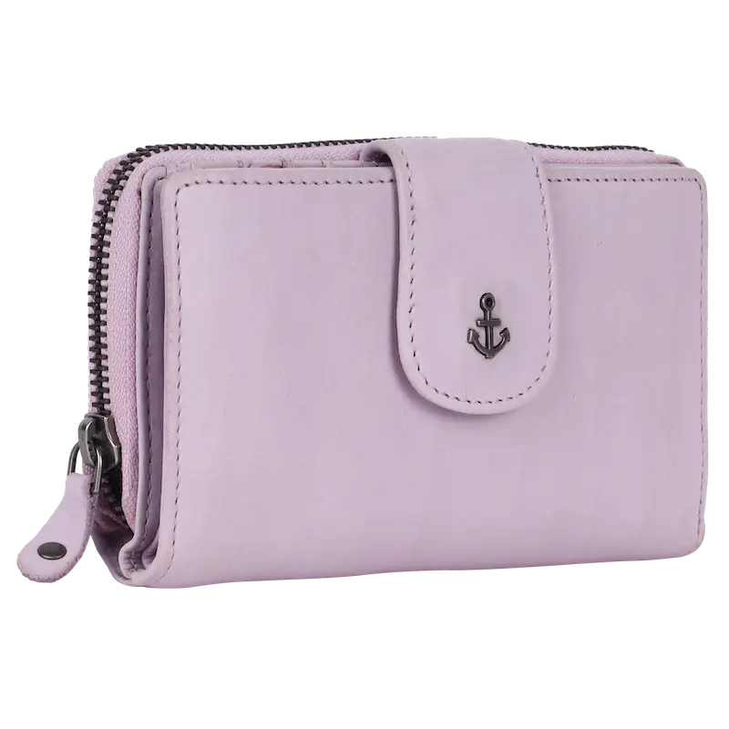 Geldbörse 16x9cm in Flieder mit Reißverschluss und Lasche - leder-accessoires.com