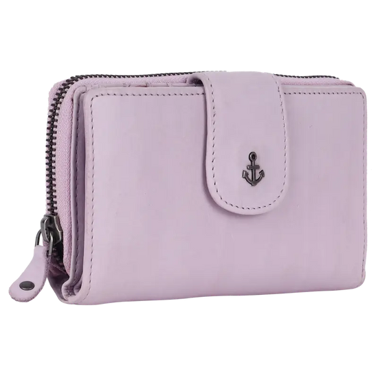Geldbörse 16x9cm in Flieder mit Reißverschluss und Lasche - leder-accessoires.com