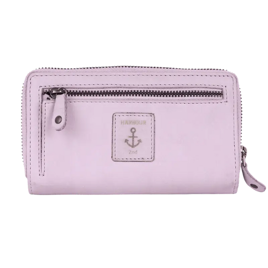 Geldbörse 16x9cm in Flieder mit Reißverschluss und Lasche - leder-accessoires.com