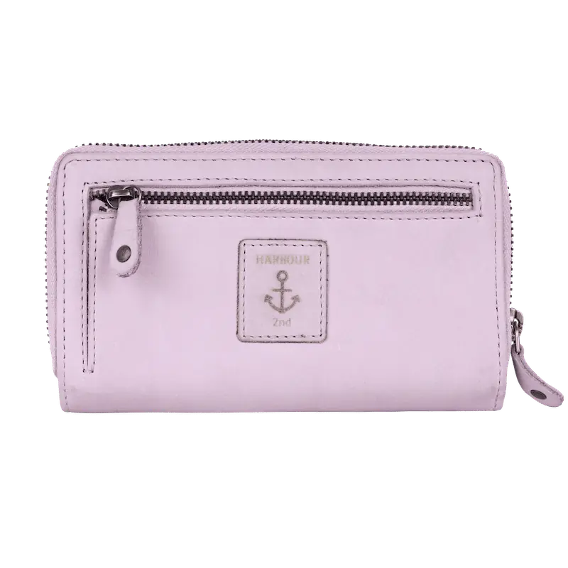 Geldbörse 16x9cm in Flieder mit Reißverschluss und Lasche - leder-accessoires.com