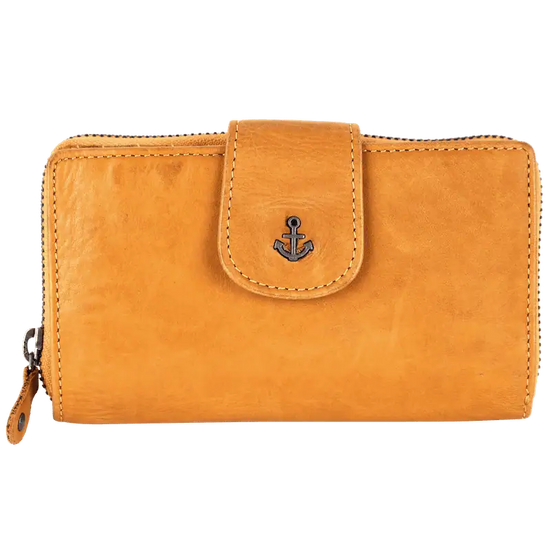 Geldbörse 16x9cm in Gelb mit Reißverschluss und Lasche - leder-accessoires.com