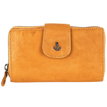 Geldbörse 16x9cm in Gelb mit Reißverschluss und Lasche - leder-accessoires.com
